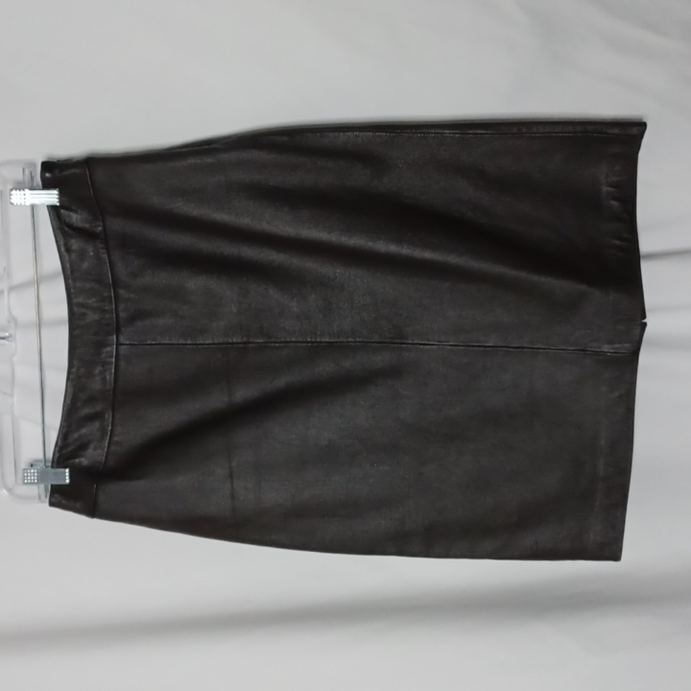 Kasper Brown Genuine Leather Skirt Size 6 Petite